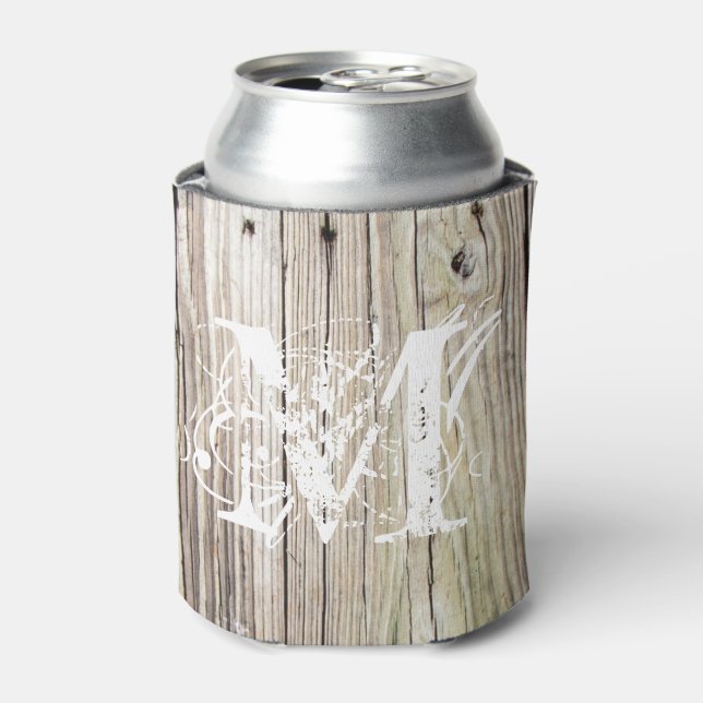 Mit Monogramm rustikales Holz Dosenkühler (Kanne Vorderseite)