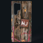 Mit Monogramm rustikales Holzmuster Samsung Galaxy Hülle<br><div class="desc">2023</div>