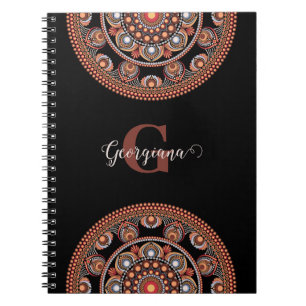 Mit Monogramm Safari Sunset Bohemisch Dot Mandala Notizblock