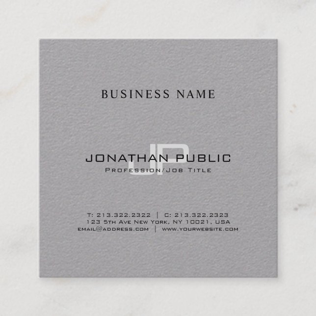 Mit Monogramm schlichtes Schlichtes Luxusdesign Quadratische Visitenkarte (Vorderseite)