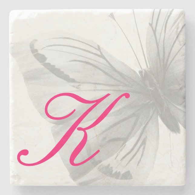 Mit Monogramm SCHMETTERLING Stein-Untersetzer Steinuntersetzer (Vorderseite)