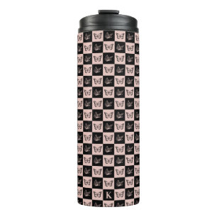 Mit Monogramm Schmetterlingsmuster aus Rosa und Sc Thermosbecher