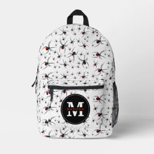 Mit Monogramm School Red & Black Spider Pattern Bedruckter Rucksack