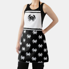 Mit Monogramm Schürze aus Schwarz und Weiß