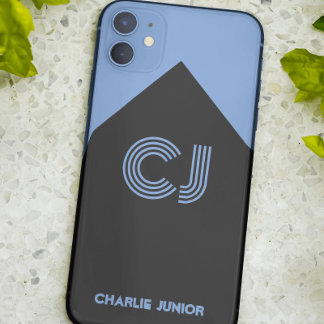 mit Monogramm schwarz-aqua-blaue Initialen Minimal Case-Mate iPhone Hülle