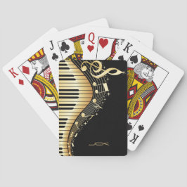 Mit Monogramm Schwarz-Gold-Musiknoten Spielkarten