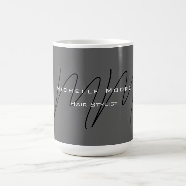Mit Monogramm-Schwarz-Grau-Kalligraphie Kaffeetasse (Mittel)