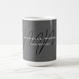 Mit Monogramm-Schwarz-Grau-Kalligraphie Kaffeetasse