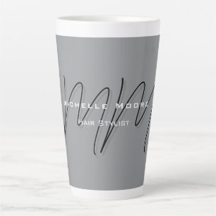 Mit Monogramm-Schwarz-Grau-Kalligraphie Milchtasse