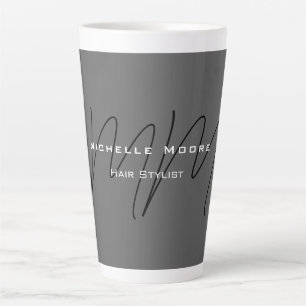 Mit Monogramm-Schwarz-Grau-Kalligraphie Milchtasse
