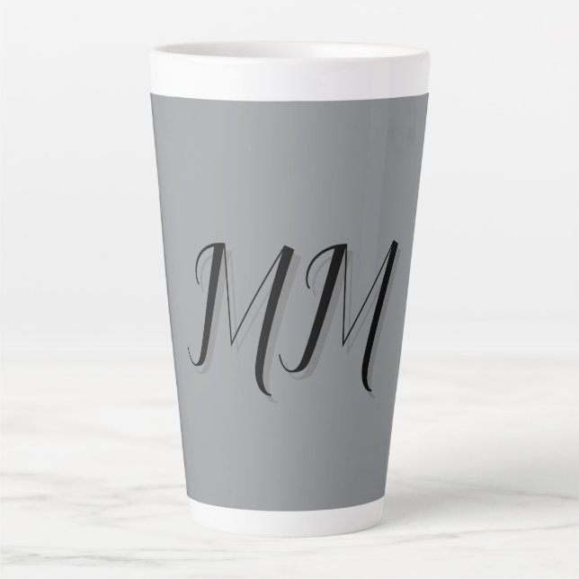 Mit Monogramm-Schwarz-Grau-Kalligraphie Milchtasse (Vorderseite)