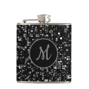 Mit Monogramm-Schwarz-Metal-Mosaik Flachmann