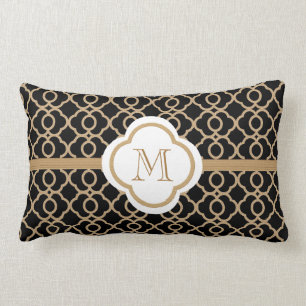 Mit Monogramm Schwarz und Gold in Marokko Lendenkissen