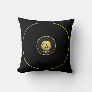 Mit Monogramm Schwarz und Gold Kissen