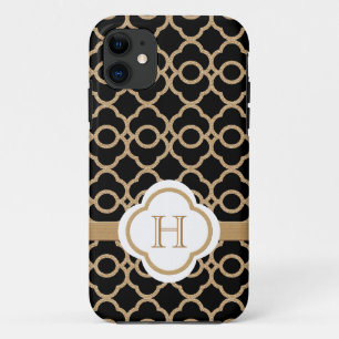 Mit Monogramm Schwarz-und Goldmarokkaner Case-Mate iPhone Hülle