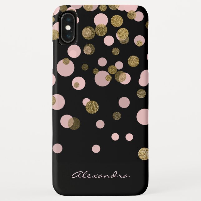 Mit Monogramm Schwarz und Rose Case-Mate iPhone Hülle (Rückseite)