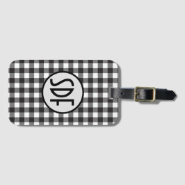 Mit Monogramm Schwarz und Weiß Buffalo Kariert Tre Gepäckanhänger