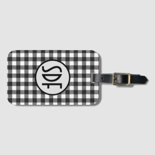 Mit Monogramm Schwarz und Weiß Buffalo Kariert Tre Gepäckanhänger