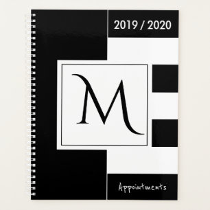 Mit Monogramm Schwarz und Weiß im benutzerdefinier Planer