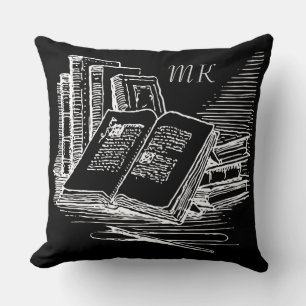 Mit Monogramm Schwarz-Weiß-Akademie Kissen