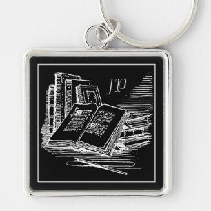 Mit Monogramm Schwarz-Weiß-Akademie Schlüsselanhänger