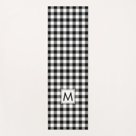 Mit Monogramm Schwarz-Weiß-Buffalo-Karo-Muster Yogamatte
