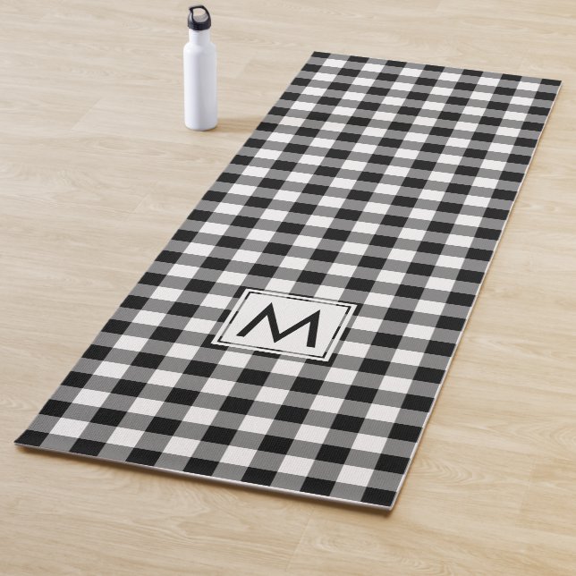 Mit Monogramm Schwarz-Weiß-Buffalo-Karo-Muster Yogamatte (Beispiel)