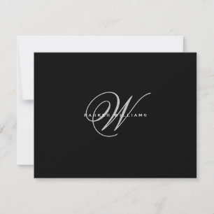Mit Monogramm Schwarz/Weiß Dankeskarte