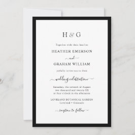 Mit Monogramm Schwarz/Weiß Einladung