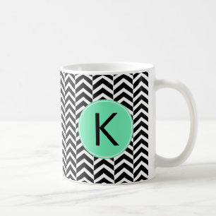 Mit Monogramm Schwarz-Weiß-Fohlen-Zickzack Muster Kaffeetasse
