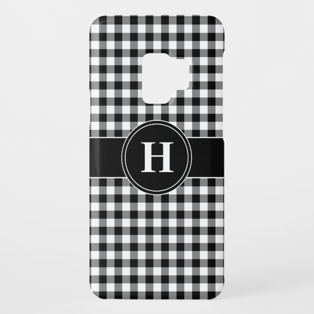 Mit Monogramm Schwarz-Weiß-Karo-Muster Case-Mate Samsung Galaxy Hülle (Rückseite)