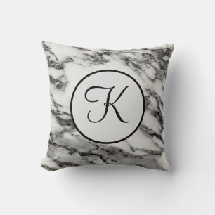 Mit Monogramm Schwarz-Weiß-Marmor-Kissen Kissen