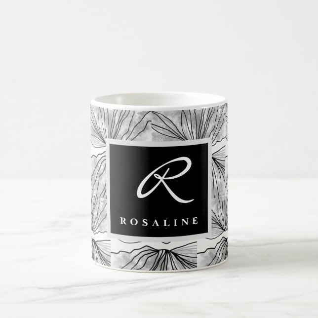 Mit Monogramm Schwarz-Weiß-Muster Kaffeetasse (Mittel)