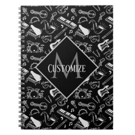 Mit Monogramm Schwarz-Weiß-Muster Notizblock