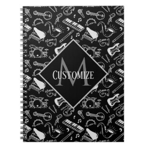 Mit Monogramm Schwarz-Weiß-Muster Notizblock