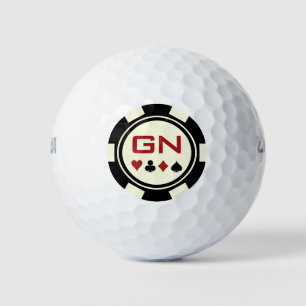 Mit Monogramm Schwarz-Weiß-Poker-Chip Golfball