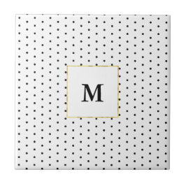 Mit Monogramm Schwarz-Weiß-Polka-Dot-Muster Fliese