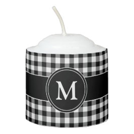 Mit Monogramm Schwarz-Weiß-Schachmuster Votivkerze