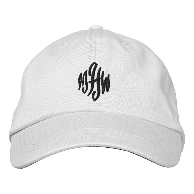 Mit Monogramm, Schwarz-weiße Eleganz Bestickte Baseballkappe (Vorderseite)