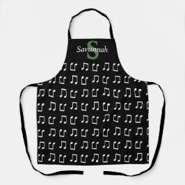Mit Monogramm Schwarz-weiße Küche Musik Schürze