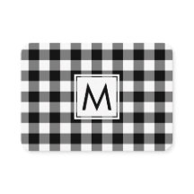 Mit Monogramm, Schwarz-weißes Buffalo Kariertes Mu