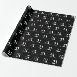 Mit Monogramm Schwarz-weißes, modernes Muster Geschenkpapier
