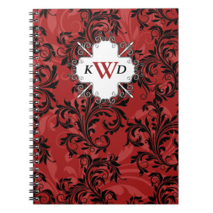 Mit Monogramm Schwarz-weißes ScrollNotebook Notizblock