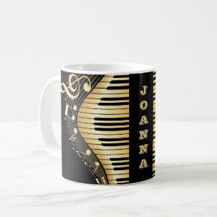 Mit Monogramm, schwarze und goldene Noten und Schl Kaffeetasse