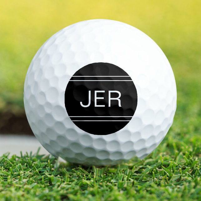 Mit Monogramm Schwarze Vorlage Personalisiert Golf Golfball (Monogrammed Black Template Personalized Golfer Golf Balls)
