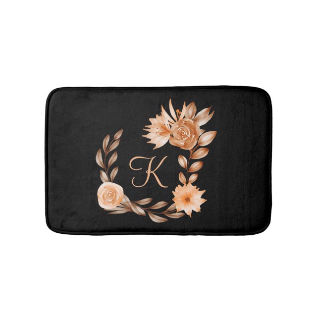 Mit Monogramm Schwarzes Brot und Pfirsichblüten Badematte (Vorderseite)