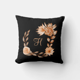 Mit Monogramm Schwarzes Brot und Pfirsichblüten Kissen