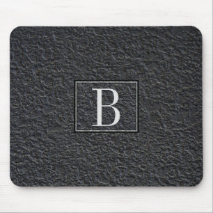 Mit Monogramm schwarzes Marmormuster Mousepad