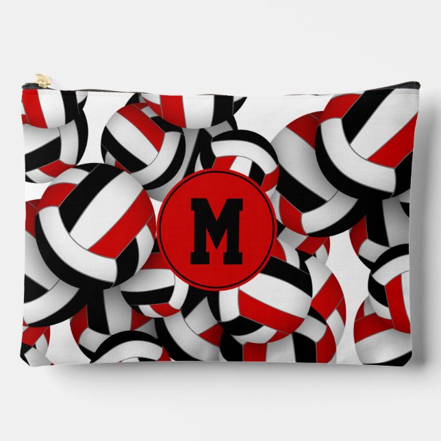 Mit Monogramm Schwarzes Volleyball-Muster Zubehörtasche (Vorderseite)