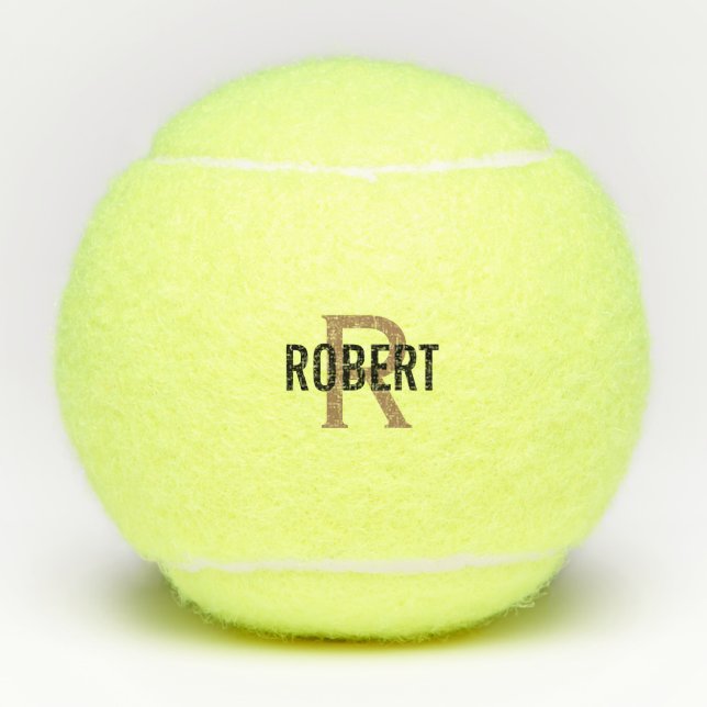 Mit Monogramm Schwarzgold  Tennisbälle (Vorderseite)